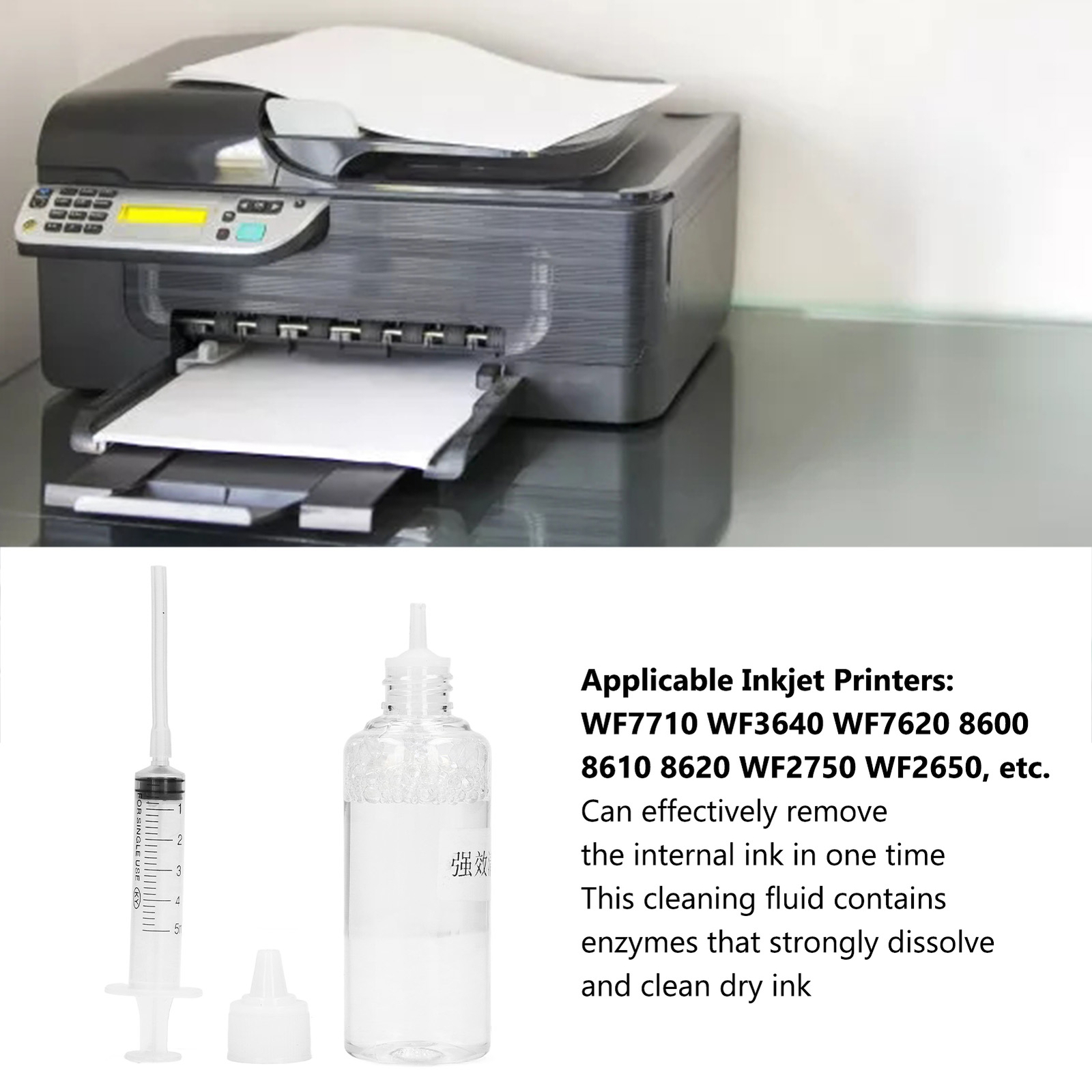 Ink Cleaning Solution Strong Dissolve Nozzle Dye Cleaning Fluid With Syringe