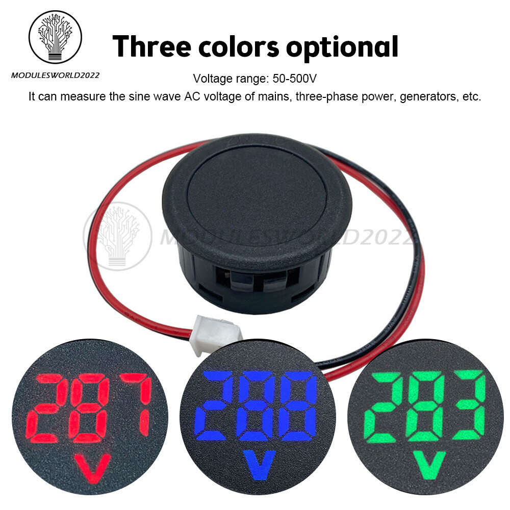 AC 50-500V Voltmeter LED Display Digital Panel Meter Voltage Indicator Red Blue