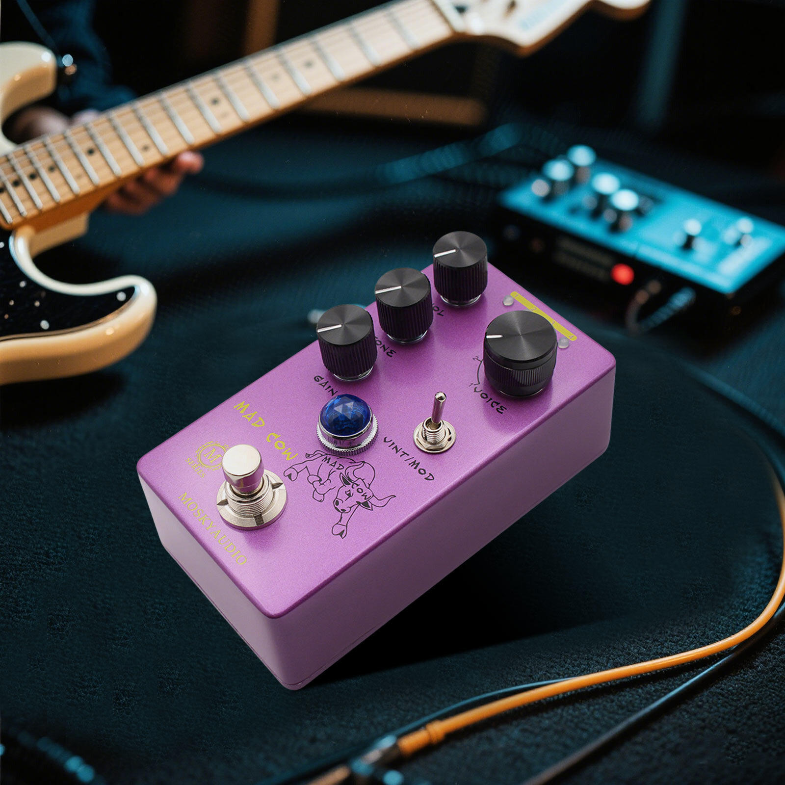 MOSKYaudio Distortion Guitar Effect Pedal 4 Mode True Bypass, Tube Amplifier