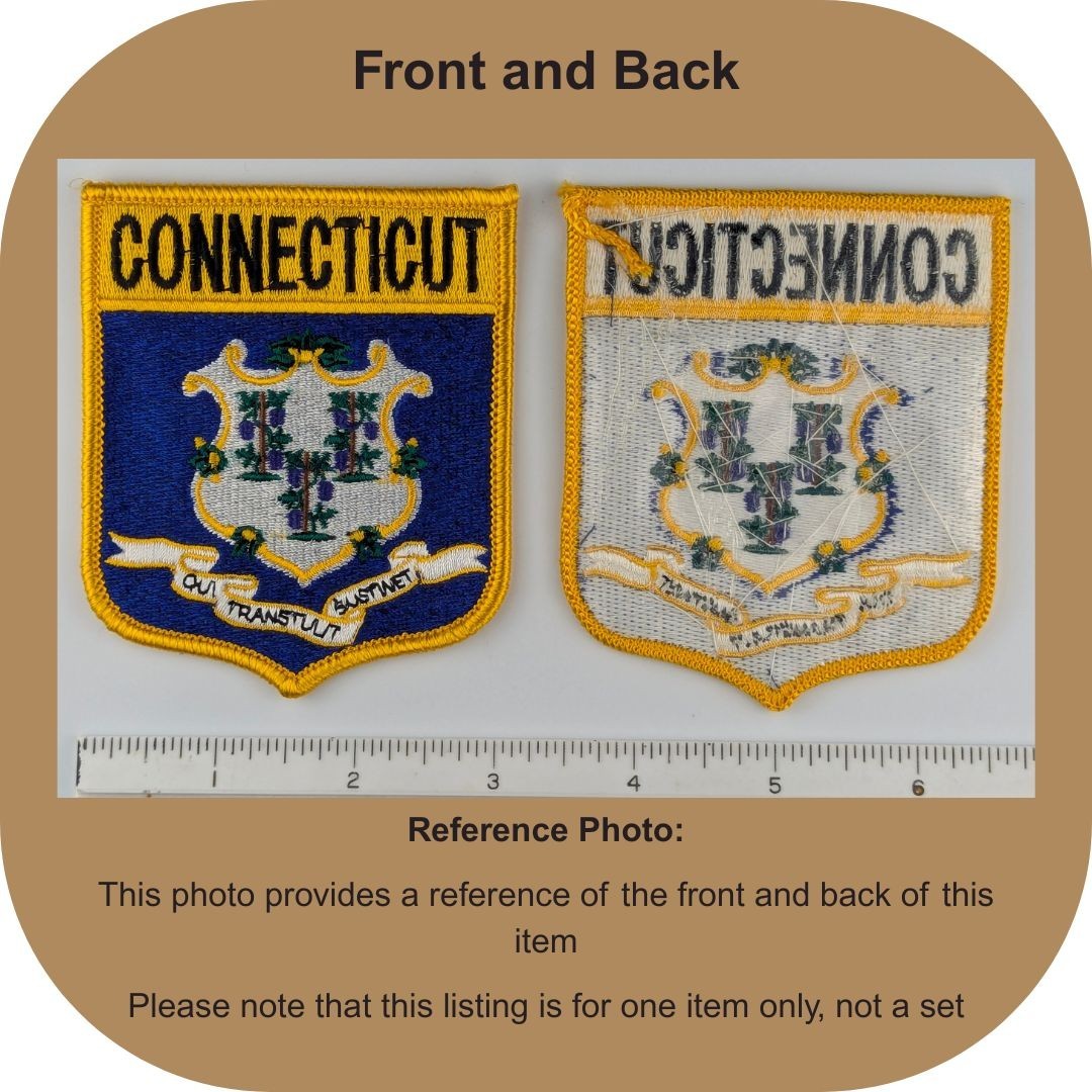 Connecticut State Flag Shield Patch - Sew-On - Gold Border