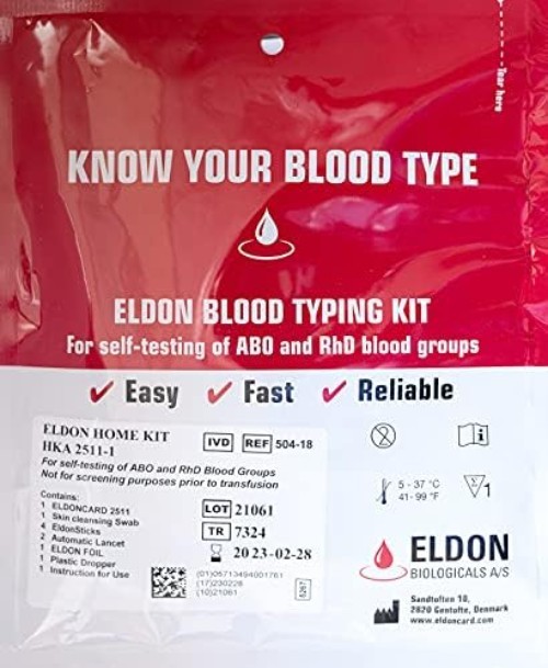 Home Blood Typing Kit - Extra Lancet Included