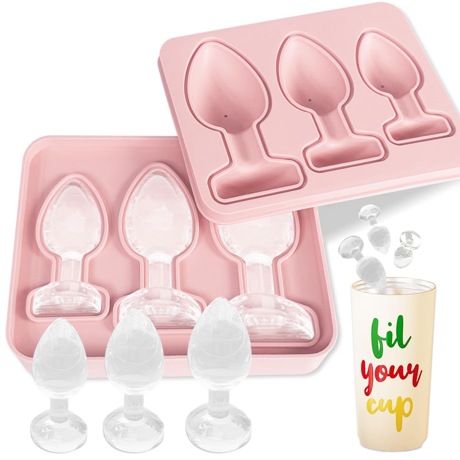 Prank Fun - Ice Cube Mold 6 inches (L) x 1 (W) x 4.7 (H), Pink