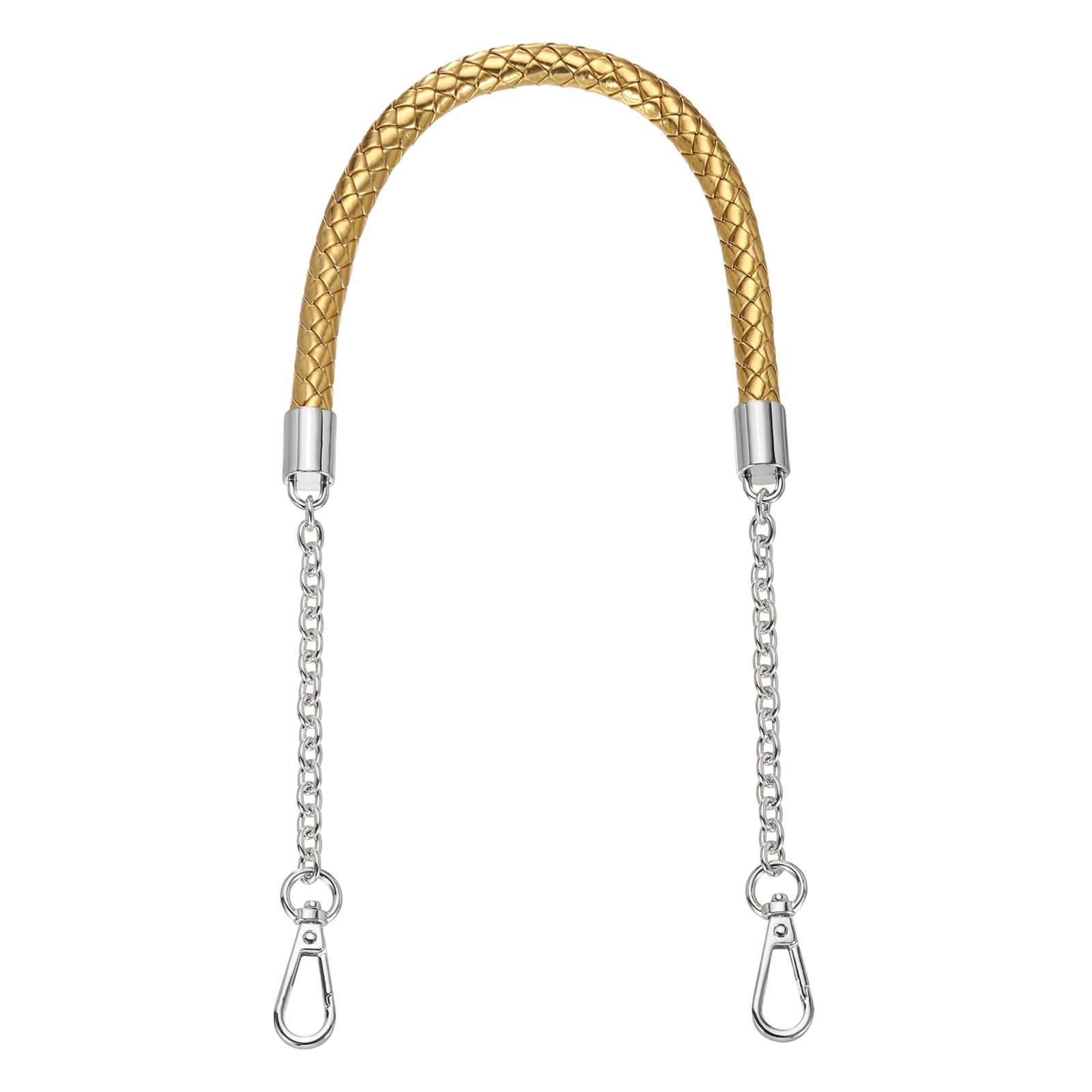 62cm/24.4" PU Leather Braided Purse Strap (Gold, Silver Buckle)