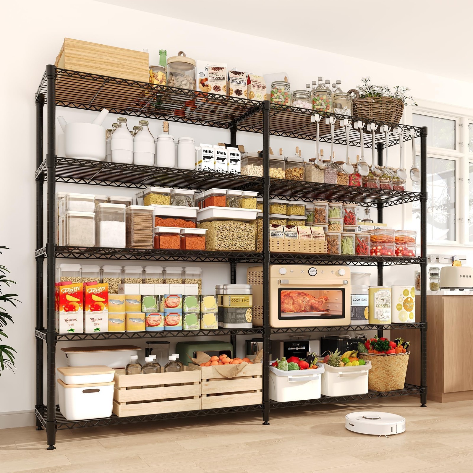 5-Tier Storage Shelving Unit ,Garage Metal Wire Rack ,Adjustable Storage Shelf