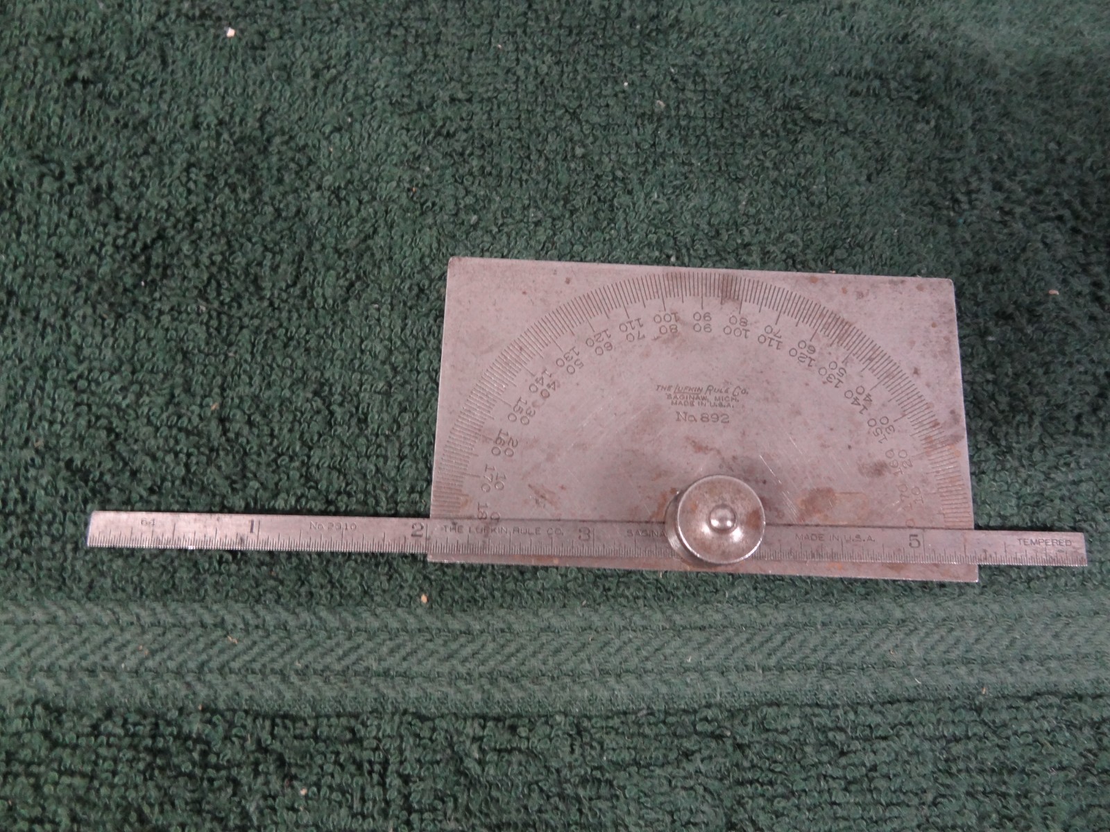Vintage Lufkin Rule Co Saginaw MI USA #892 Protractor Depth Gage w/ 6" Ruler
