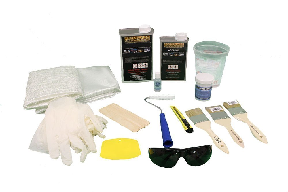 Fiberglass and Resin Repair Kit - 1 Quart Resin,  2 Yds of Fiberglass Plus more