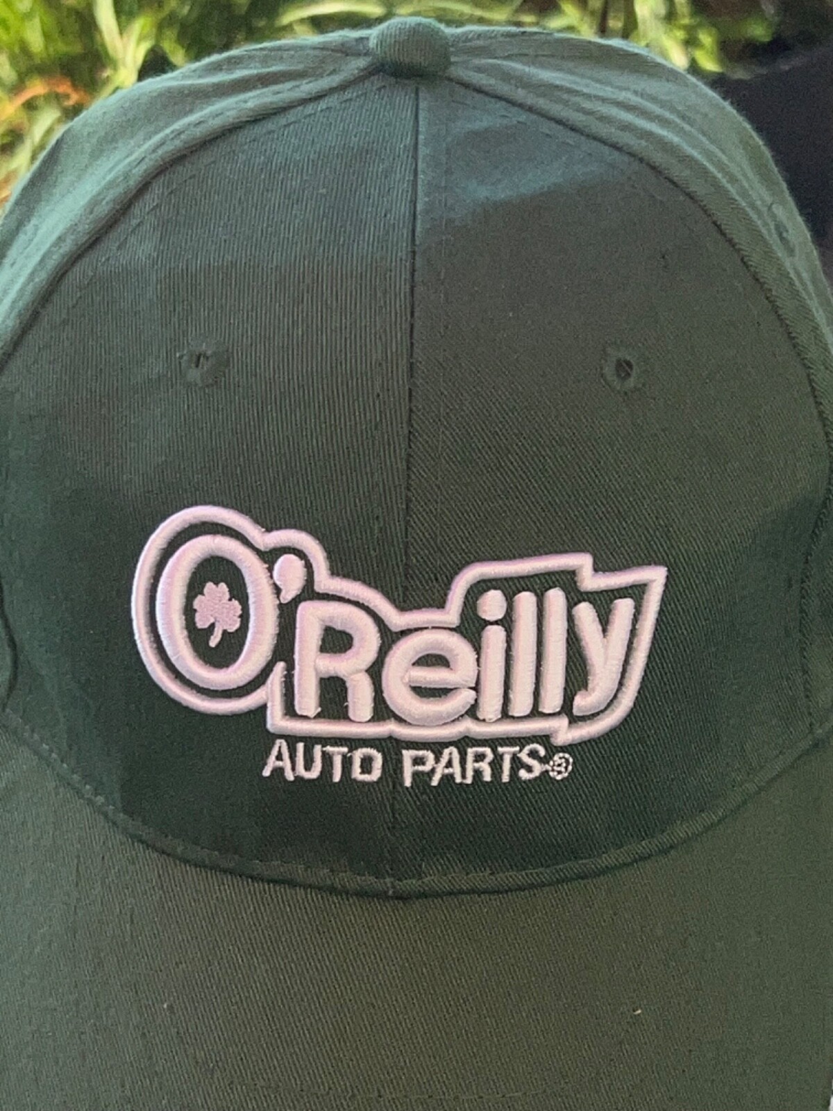 O’Reilly Auto Parts Green with White Hat Cap Hook Loop EUC