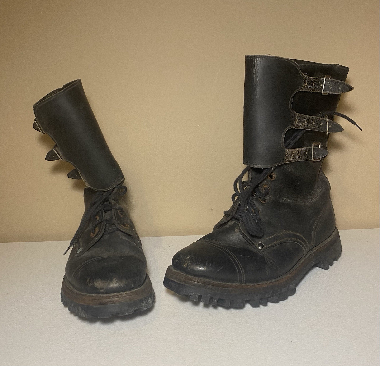 Vintage Segarra Leather Metal Buckle Combat Boots Legion Army