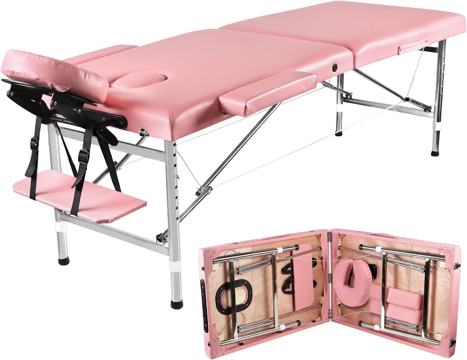 Massage Bed Portable Massage Table 30 inch Wide Lash Bed Height Adjustable 2 Fol