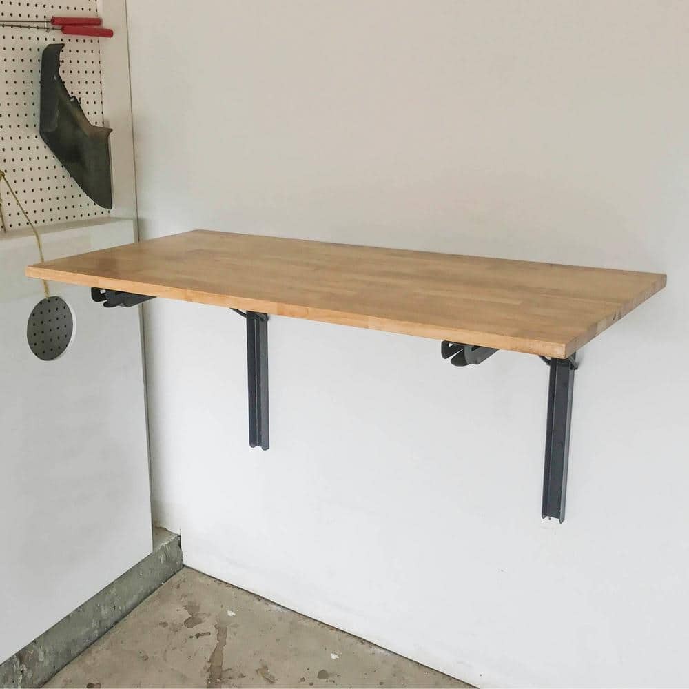 Folding Workbench Wall Mount Table 4ft Space Saver Shop Heavy Duty NEW