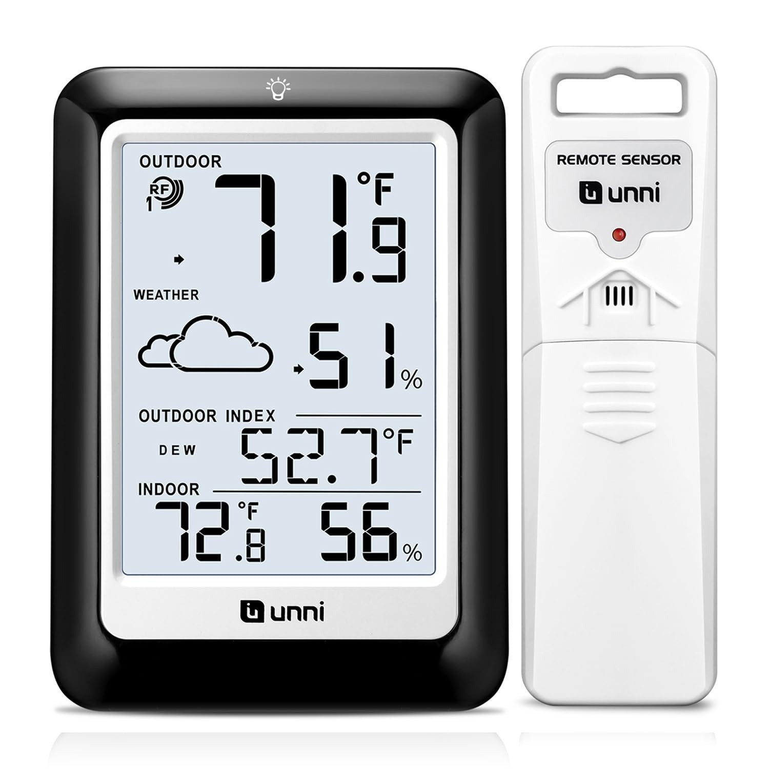 Indoor Outdoor Wireless Thermometer with Remote Sensor - Battery Powered