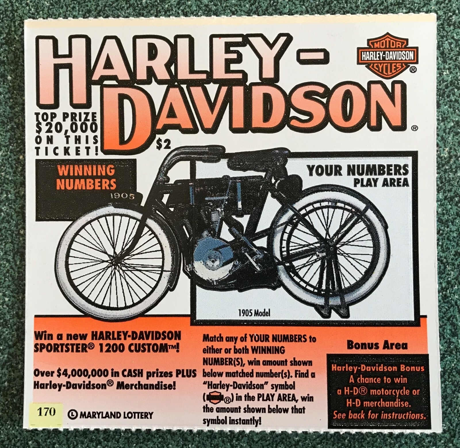 Harley-Davidson 1905 Model , Instant SV Lottery Ticket