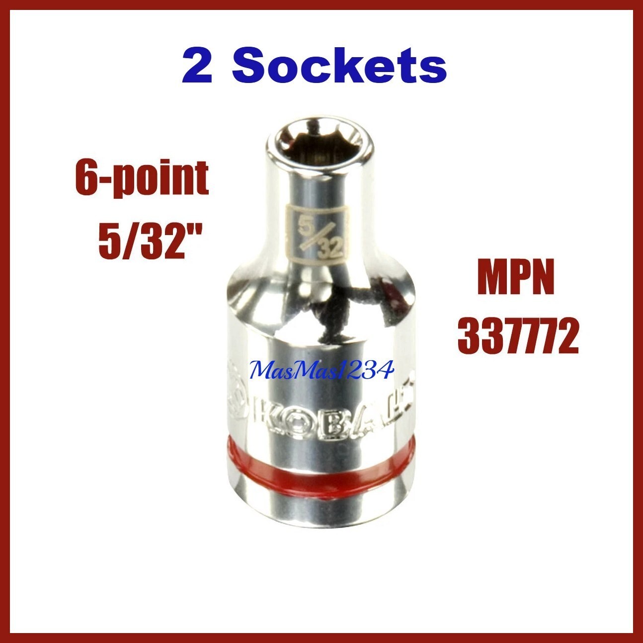 2 x KOBALT 1/4" Drive Shallow Socket - Size 5/32" - 6 Point - 337772 - Fast Ship