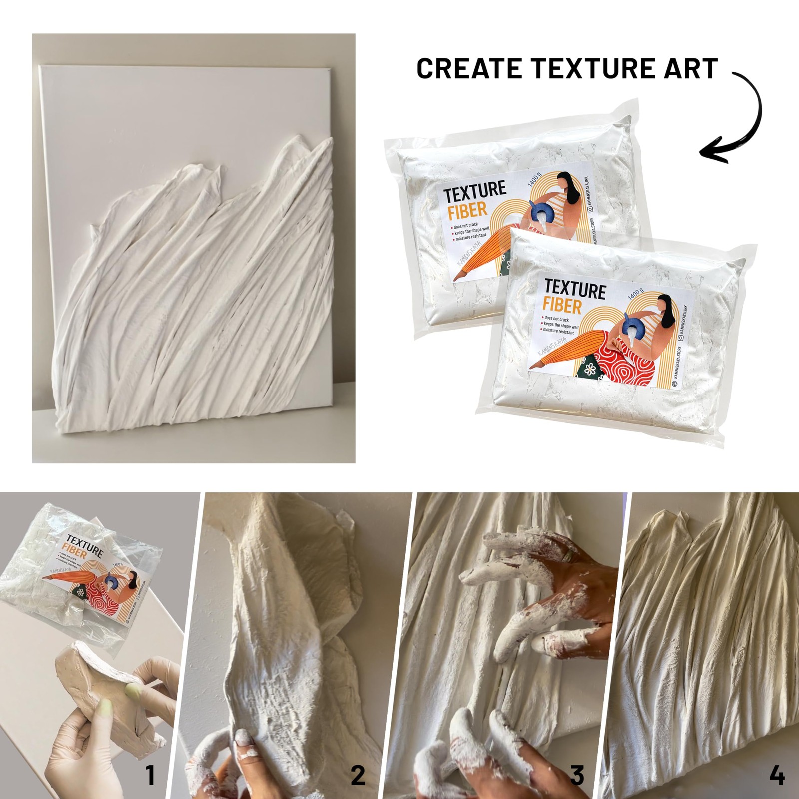 KAMENSKAYA Texture Fiber: Modeling Paste/Sculpting Paste 30 cm x 30 cm, White