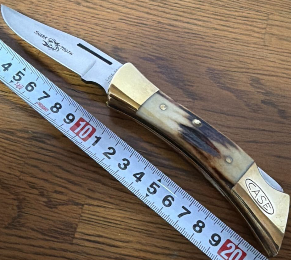 Rare 1979 Case XX 1 Dot 5197L SSP stag Shark Tooth Knife Stainless USA Vintage