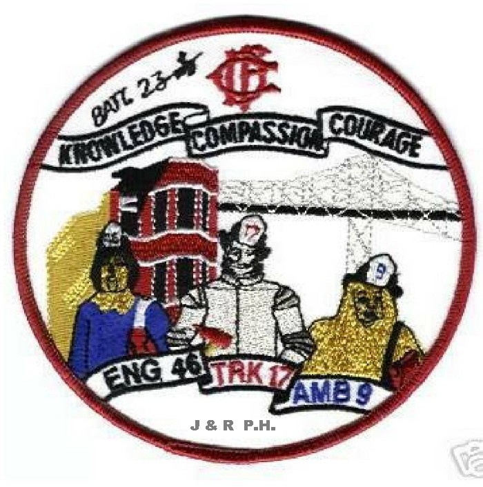 Chicago  Engine-46 / Truck-17 / Batt.-23 / A-9, IL (4.5" round size) fire patch