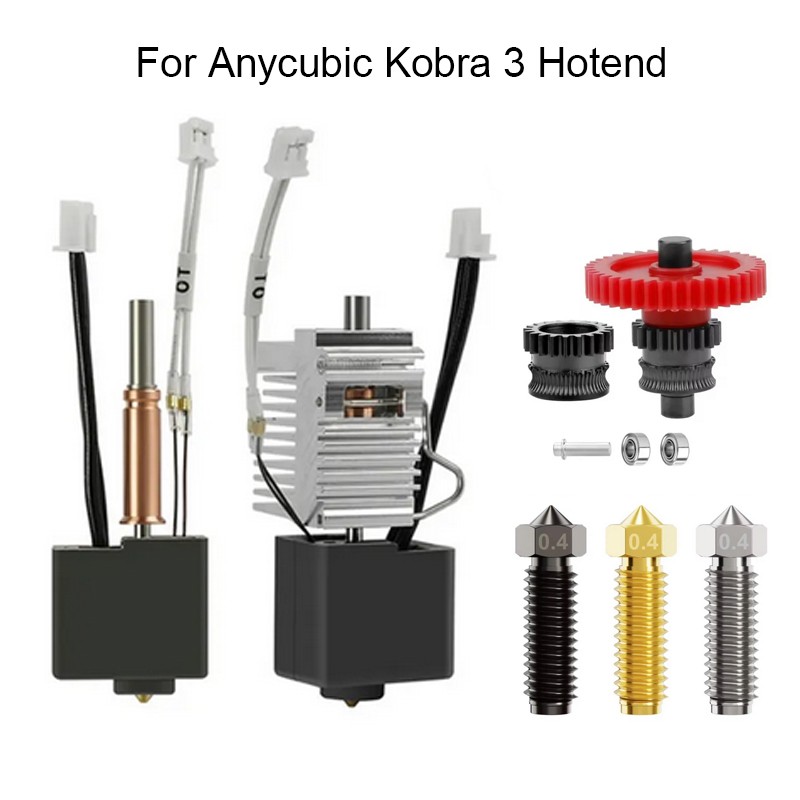3D Printer For Anycubic Kobra3 Hotend Kit 0.4mm Brass Hardened Steel Nozzle Gear