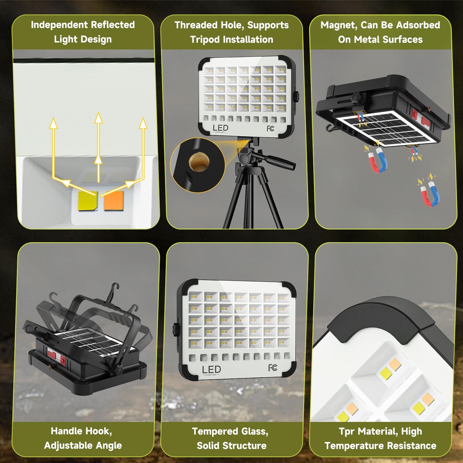 200W LED Solar Work Light Rechargeable, 20000LM Magnetic Portable Light, 2000...