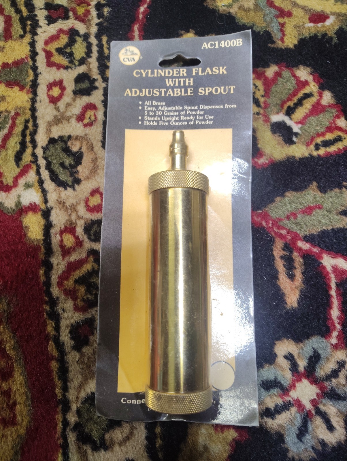 CVA AC1400B Brass Cylinder Flask Adjustable Holds 5 To 30 Grains Of Powder