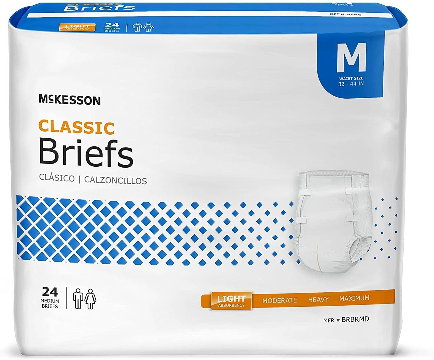 McKesson Adult Incontinent Brief Lite Tab Closure Medium - Bag of 24