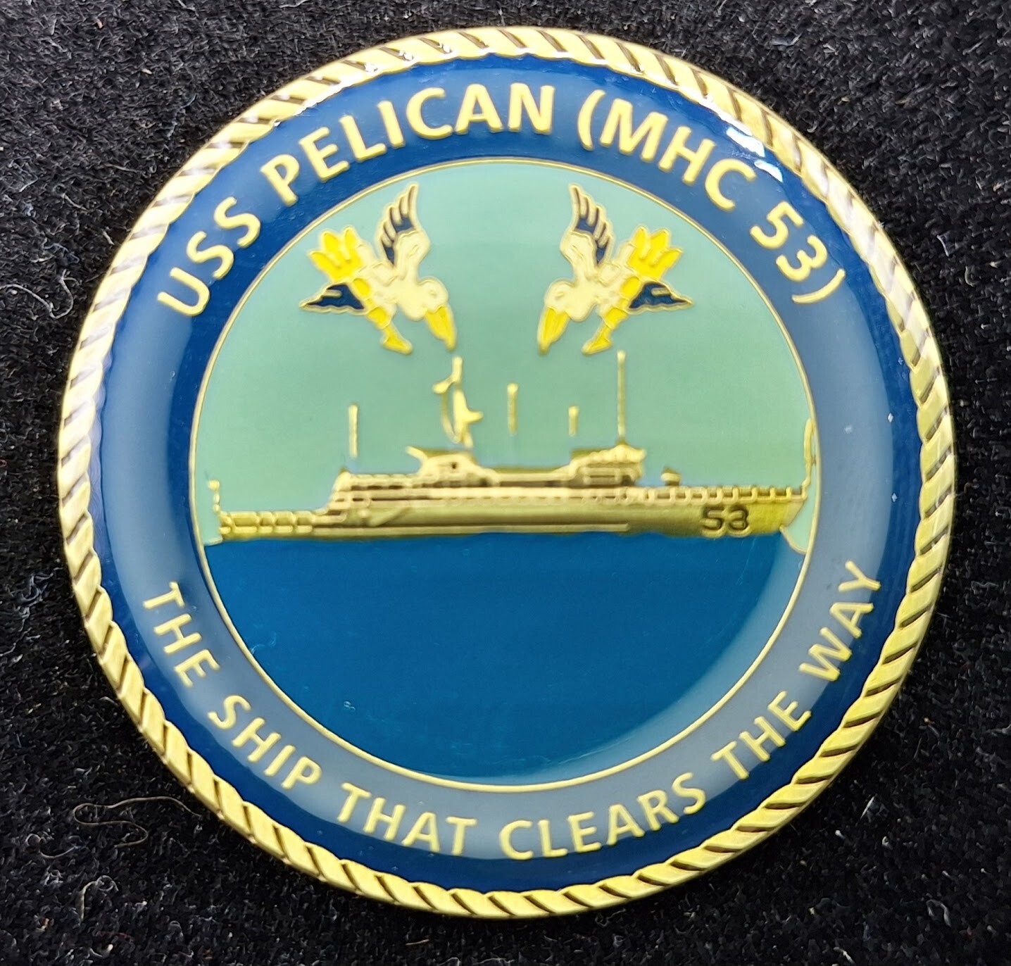 MHC-53 USS PELICAN - "The Ship That Clears The Way" - Navy Challenge Coin