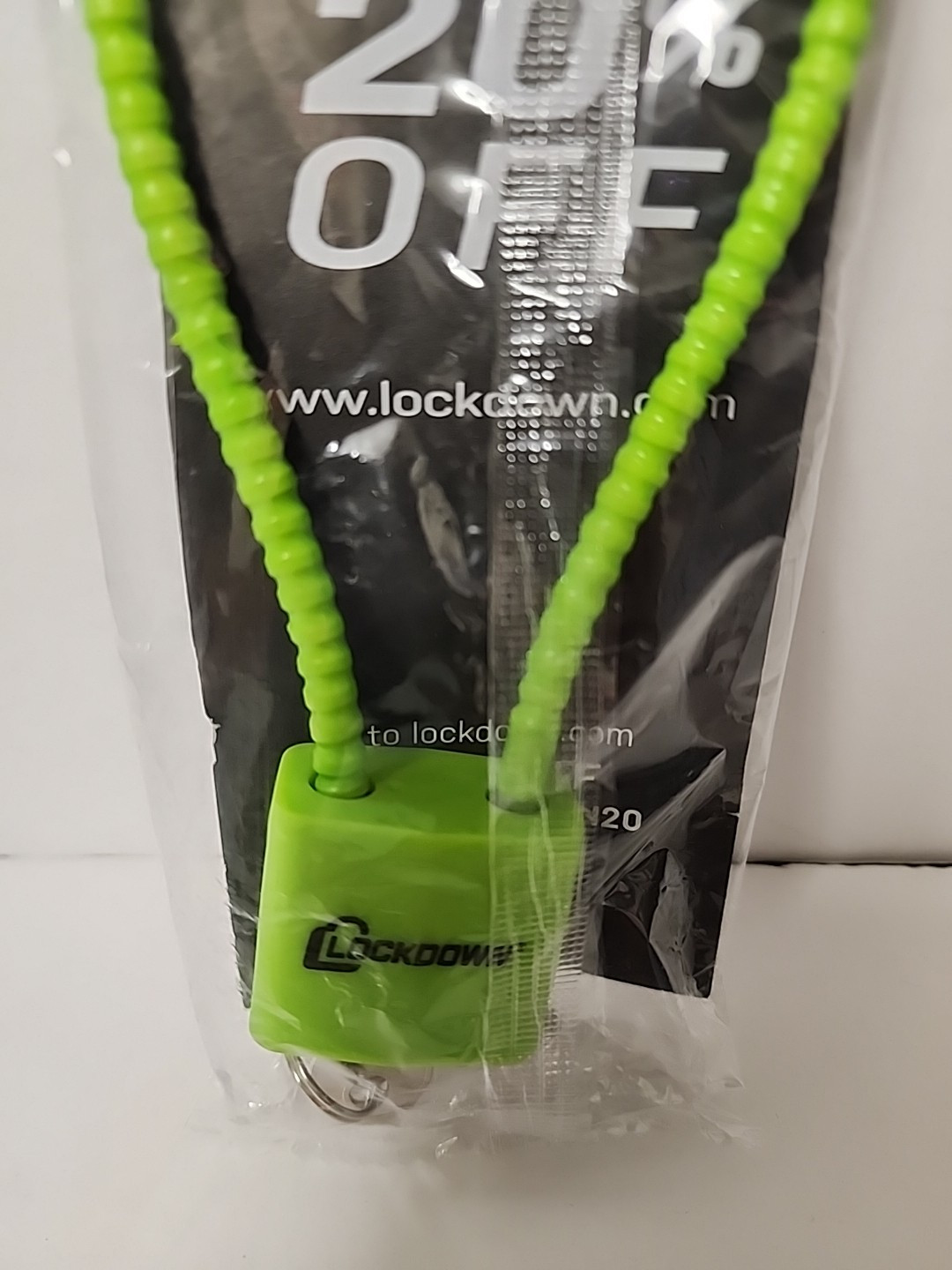 Lockdown 11" Cable Lock Re-Enforced Non-marring Sheathing 2-keys Lime Green