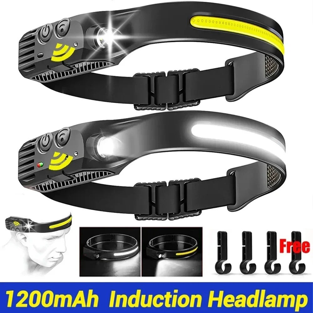 USB Rechargeable LED Sensor Headlamp 230° Wide Beam Head Torch IPX4