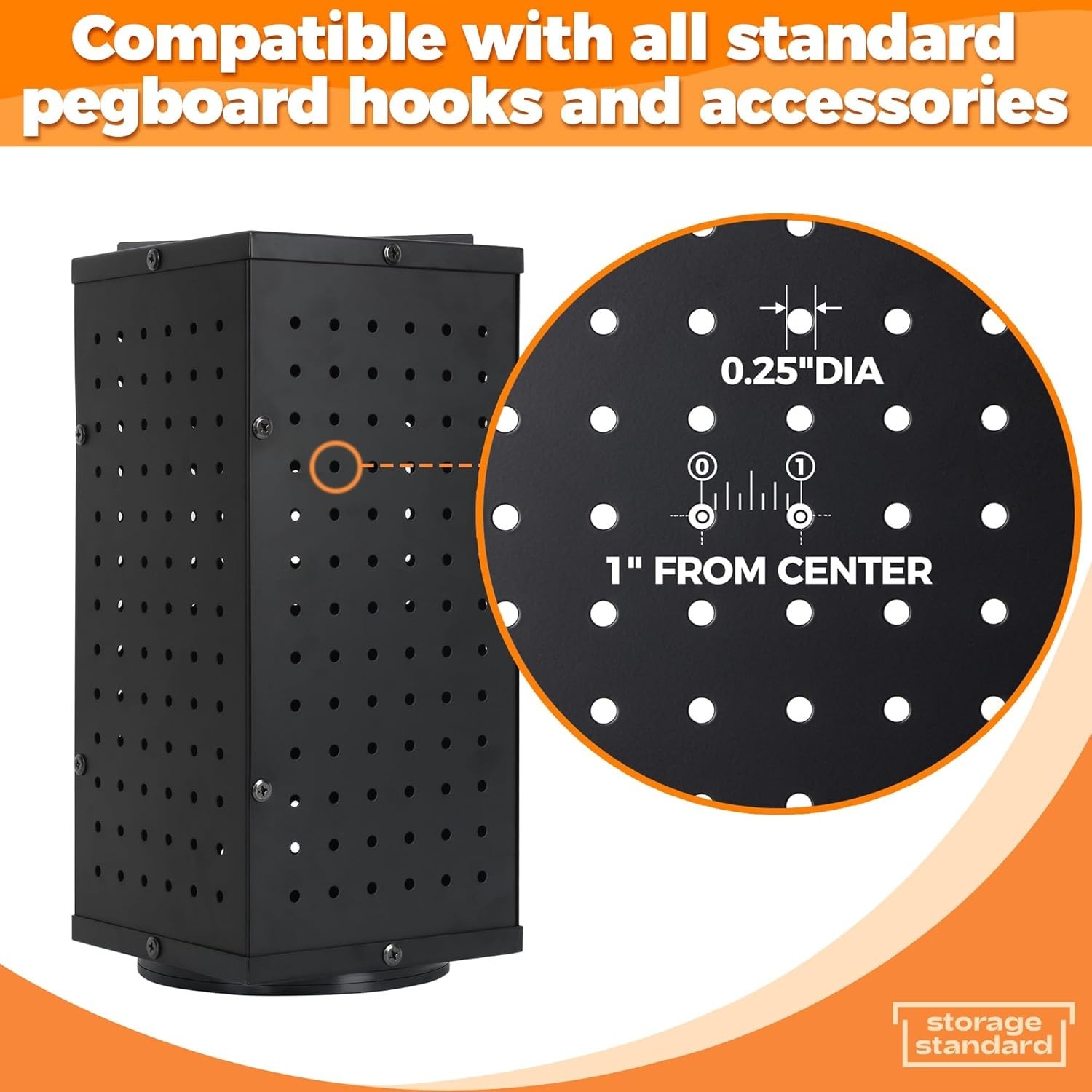 Rotating Pegboard Display Stand With 24 Hooks, 4-Sided for Products, Accessories