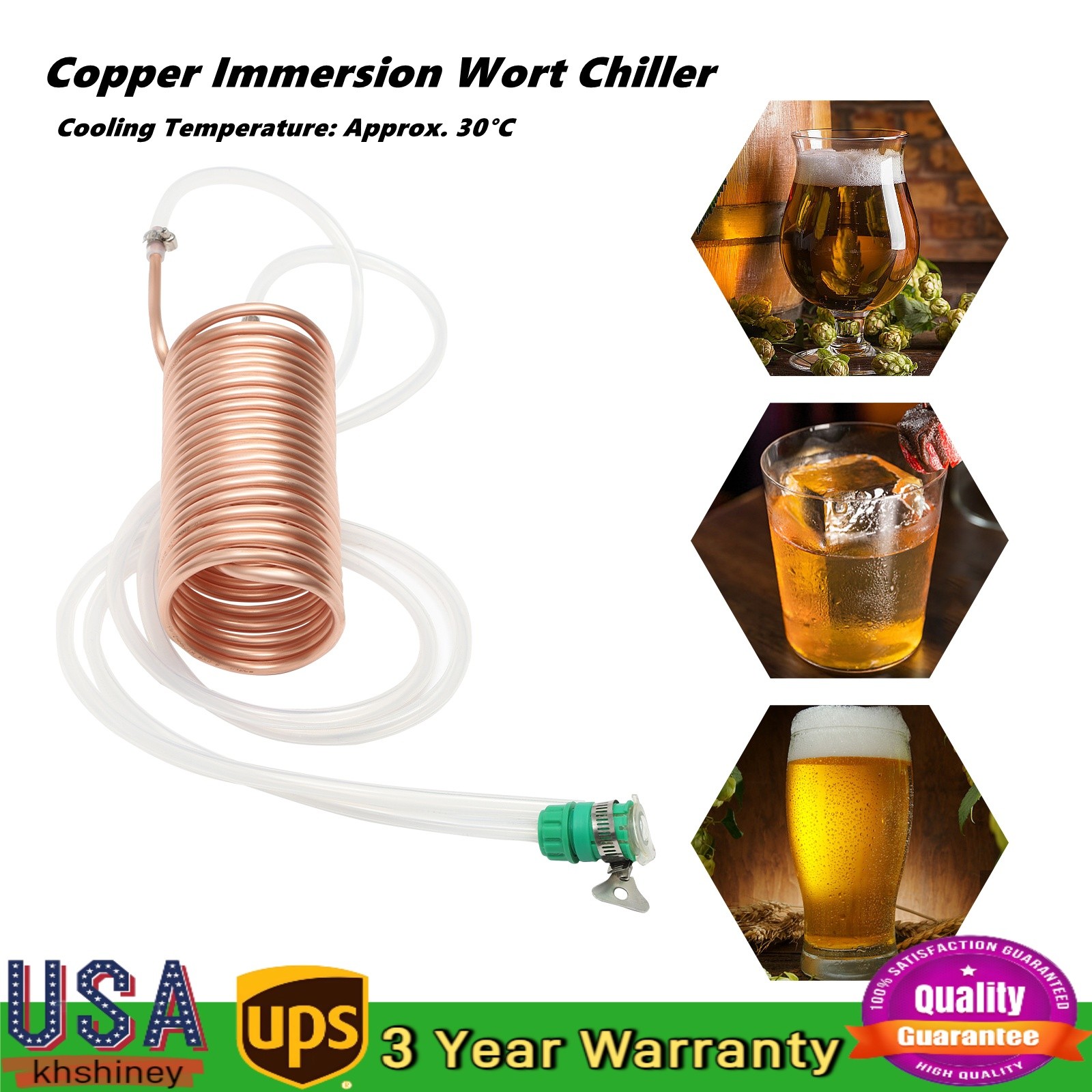 Immersion Wort Chiller For Homebrew Food-grade Red Copper & Silicone Tube