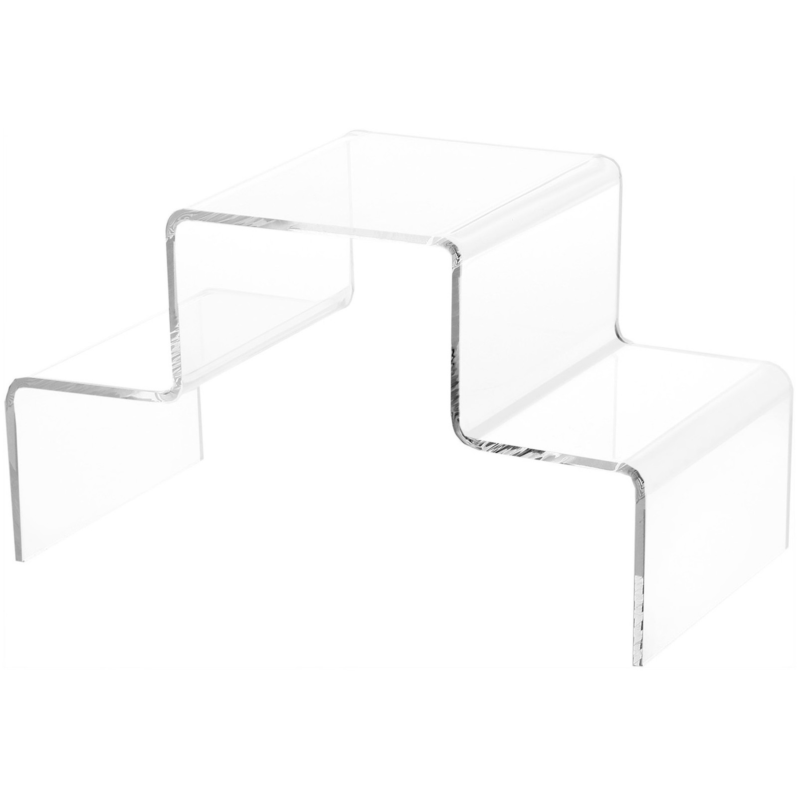 Plymor Clear Acrylic Tiered Display Stairs, 6.25" H x 11.75" W x 6" D