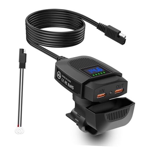 30W Motorcycle USB C Charger - Fast Charging & Reverse Charging with USB C