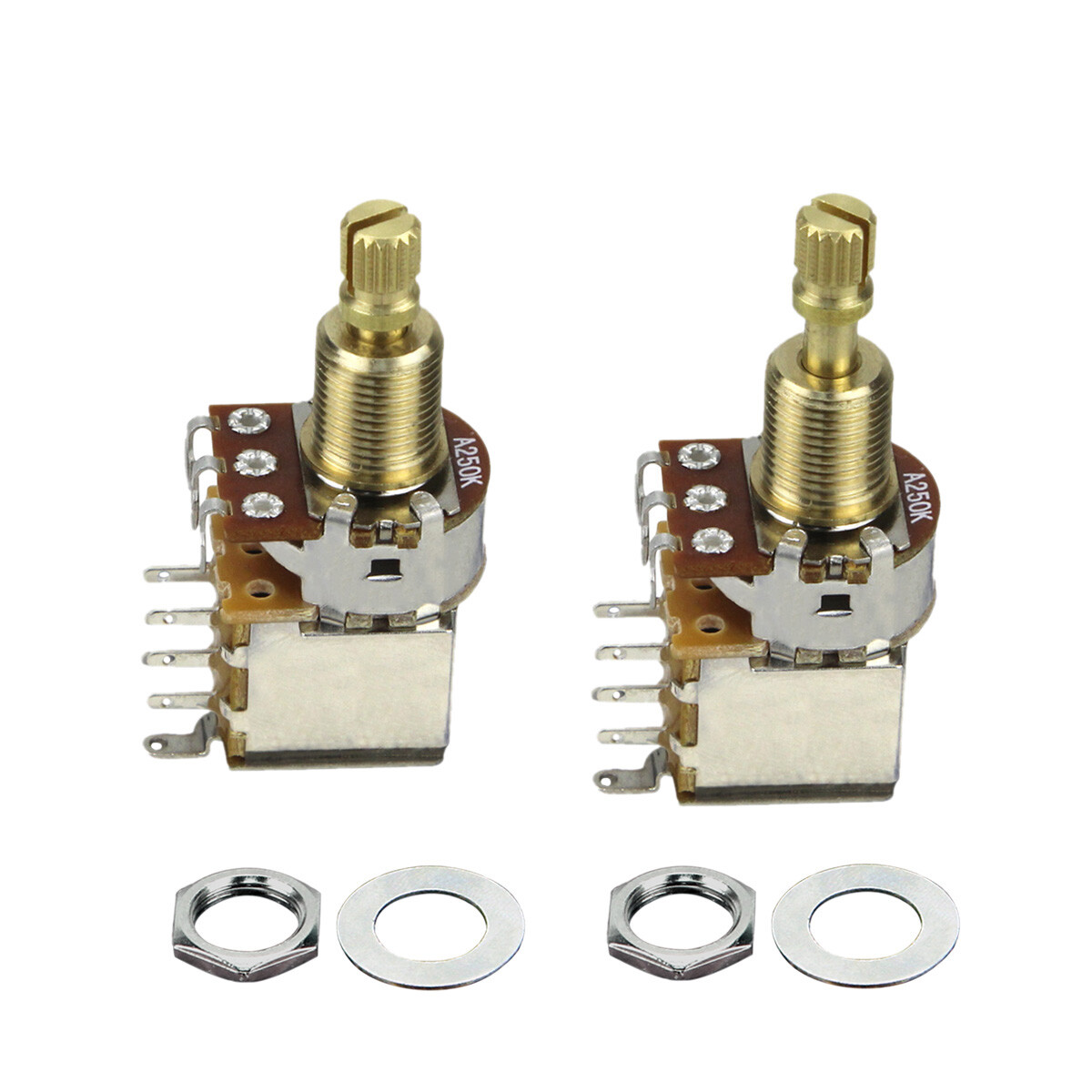 2PCS A/B 250/500 Copper Long Shaft Guitar Push Push Potentiometer Pots Switch