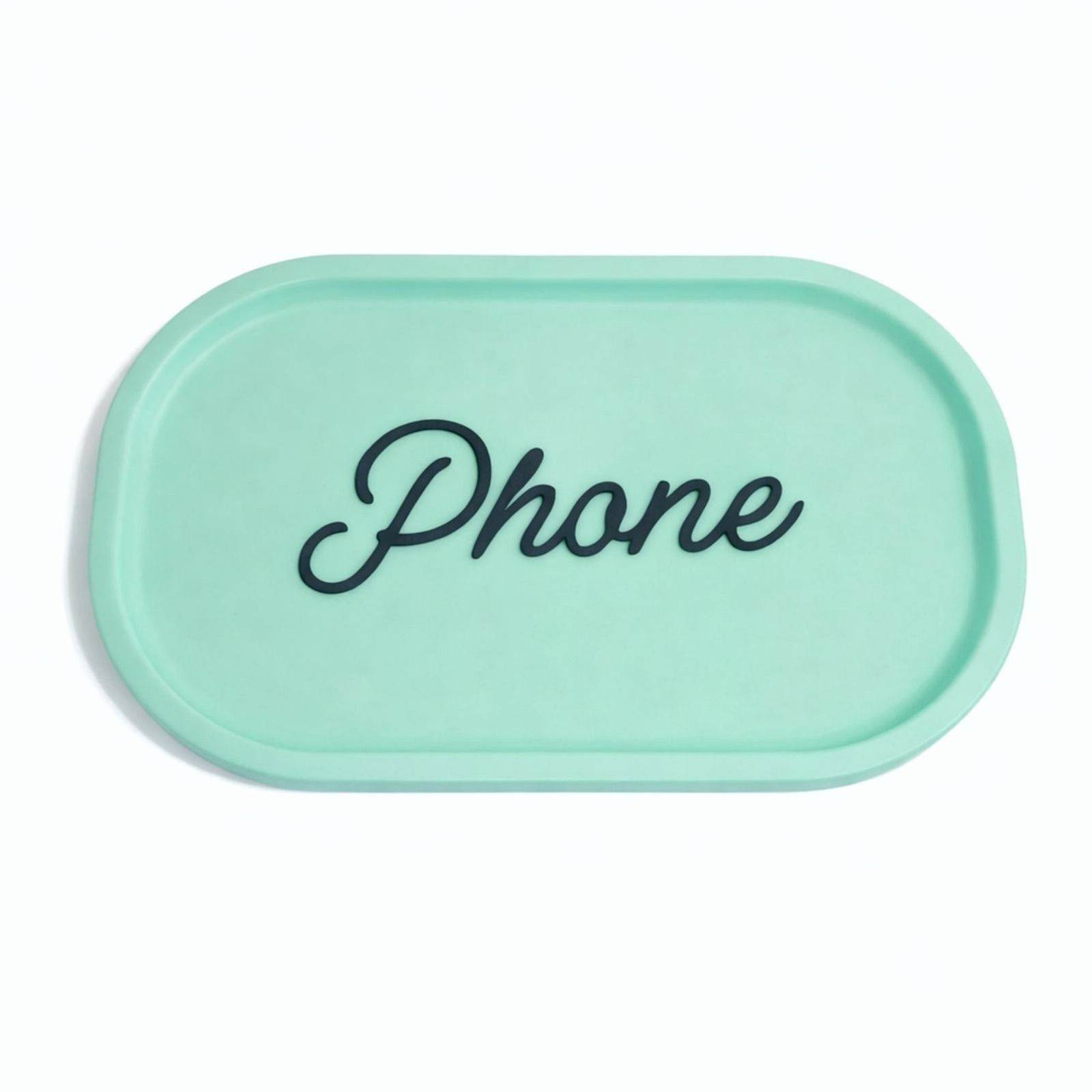 Teal Phone Tabletop Entry Table Desk Organizer Tray Platter 9" x 5.5" x 0.25"
