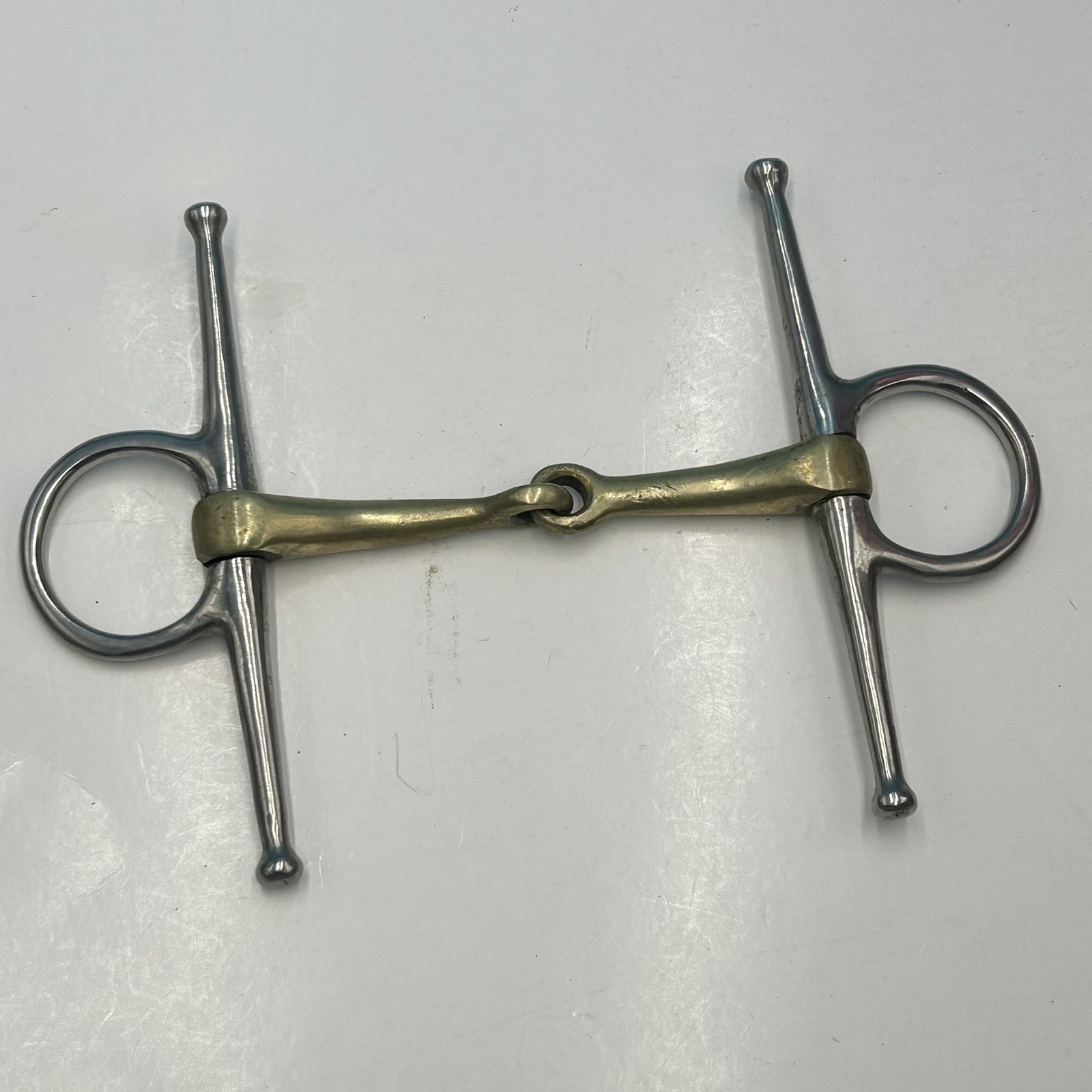 Full Cheek SS Snaffle Horse Bit  5” Brass Gold Tone Metal Alloy