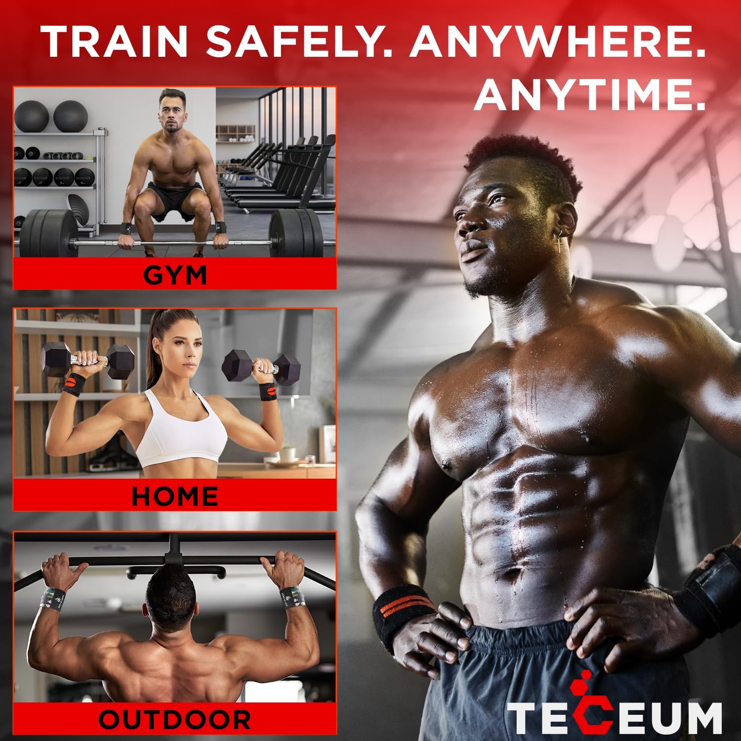 HeavyDuty Weightlifting Wrist Wraps with Thumb Loop for Powerlifting & Training