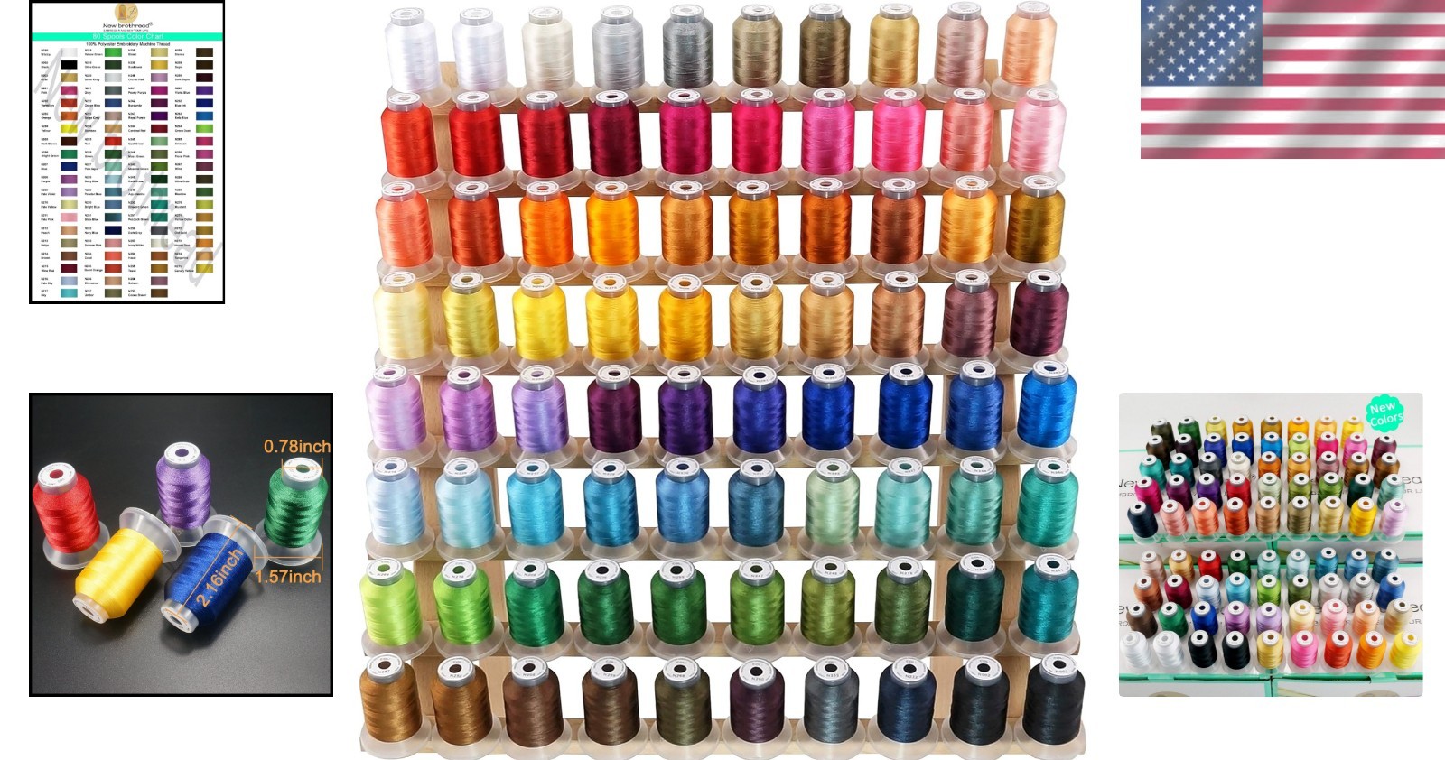 80 Spools Polyester Embroidery Thread Kit - 40 WT 500M Each