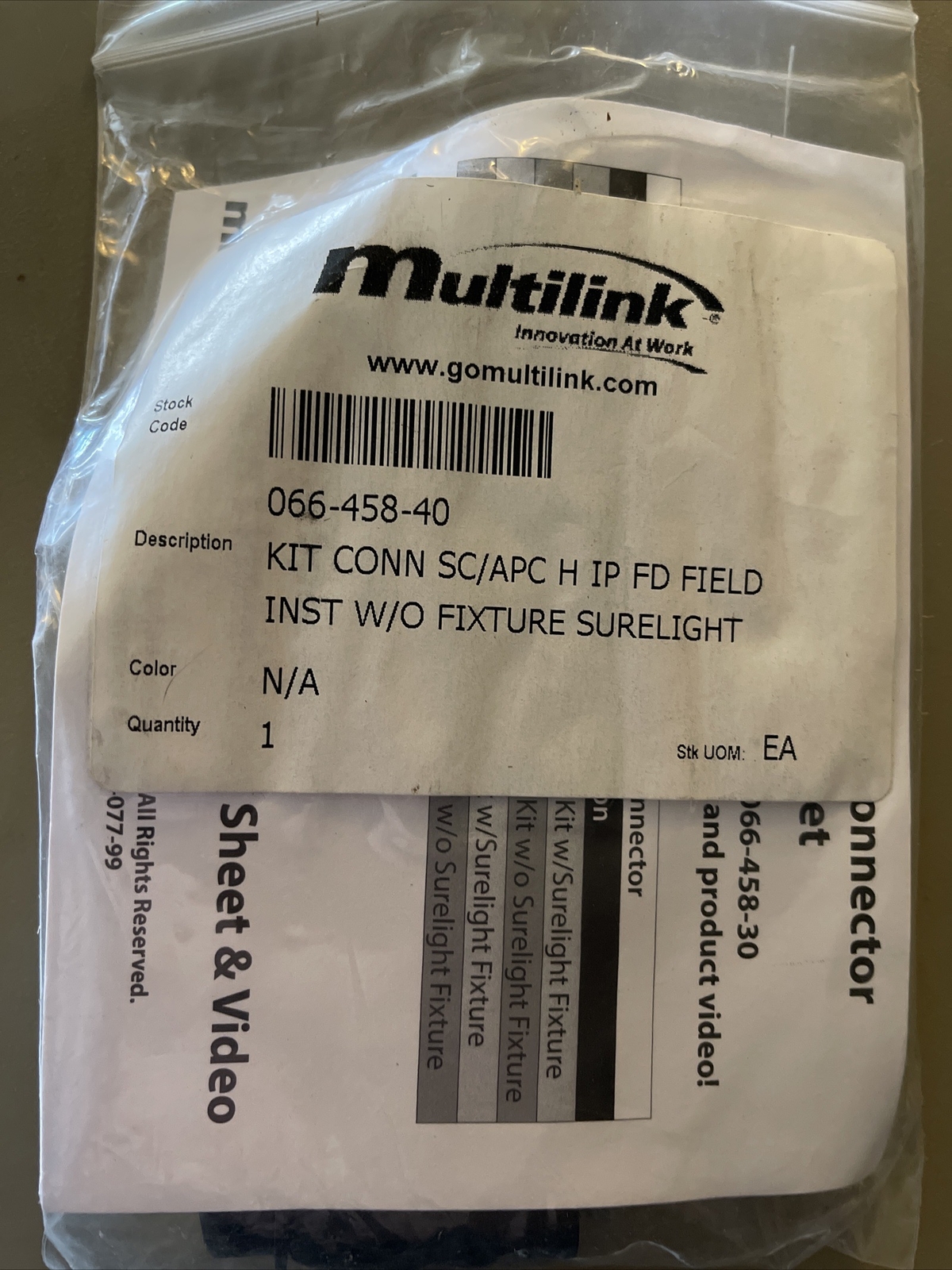 Kit Connection SC/APC H FD Field Inst W/o Fixture Surelight