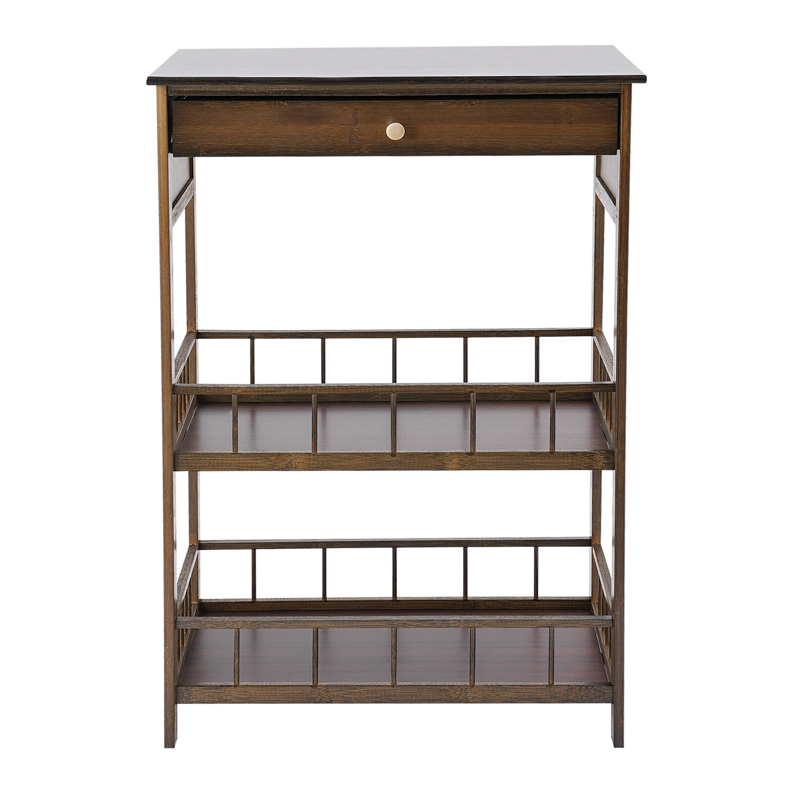 3 Tiers Side Table Side Table with Storage Drawer Bamboo End Table Tea Table