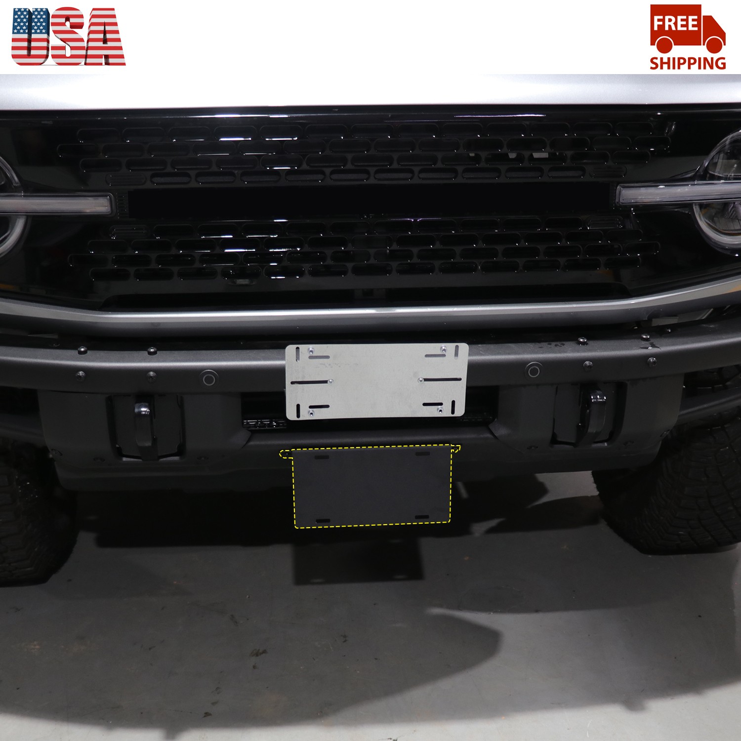 Front License Plate Licence Holder Base Bracket Panel For Ford Bronco 2021-2023