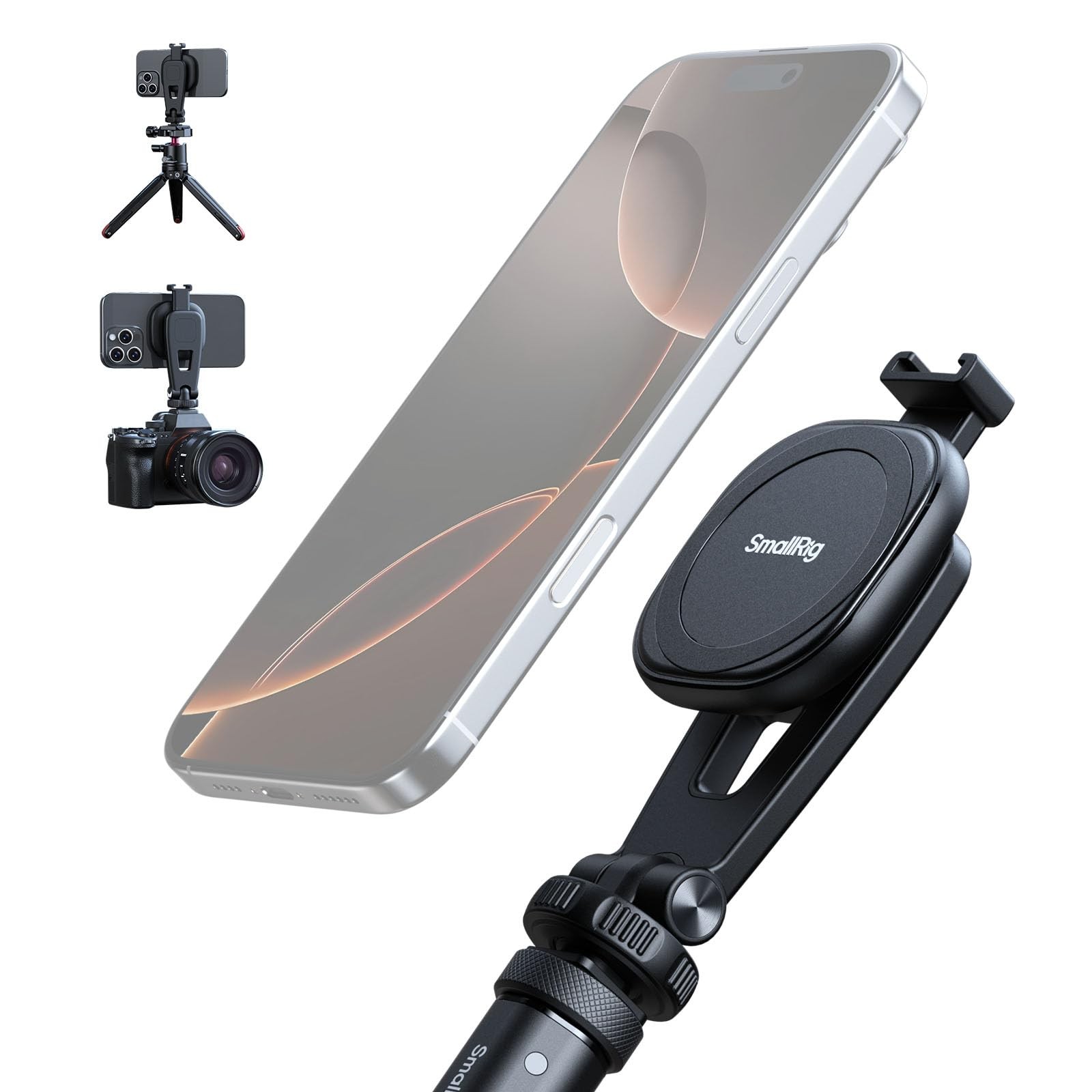SMALLRIG AC-10 Magnetic Attachable Phone Clamp, Phone Mount with Cold Shoe Mo...