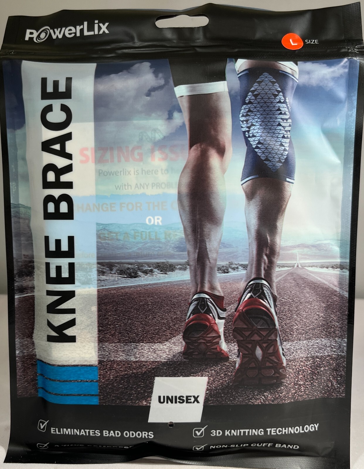 PowerLix Knee Brace Unisex - 1 Brace - LARGE - Sky Blue/Grey