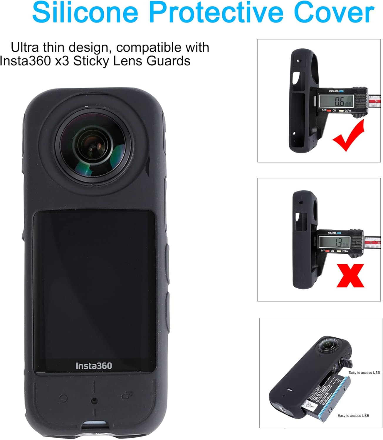 Camera Protective Accessories Kit for Insta360 X3, Insta 360 X3 Bundle Include L