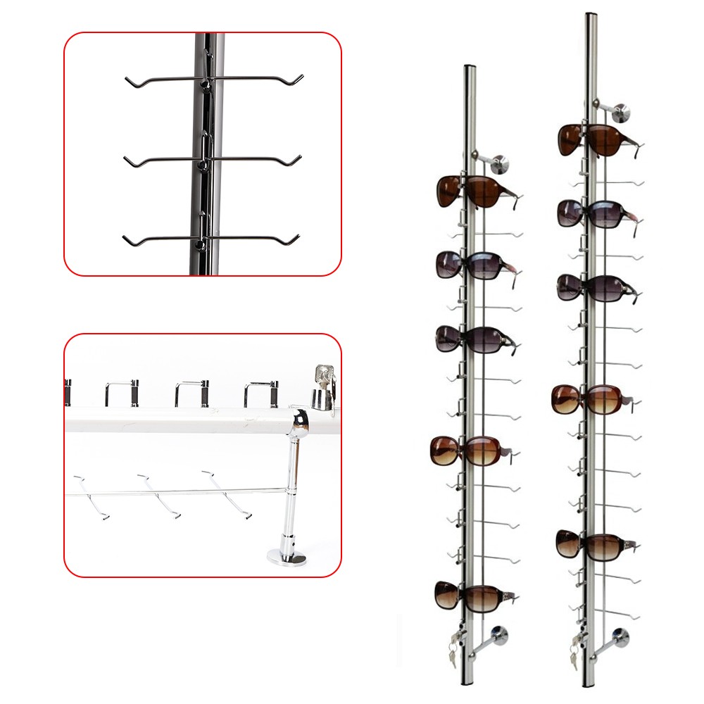 10Pcs Sunglasses Display Racks Lockable Eyeglasses Storage Holder with 12 Frames