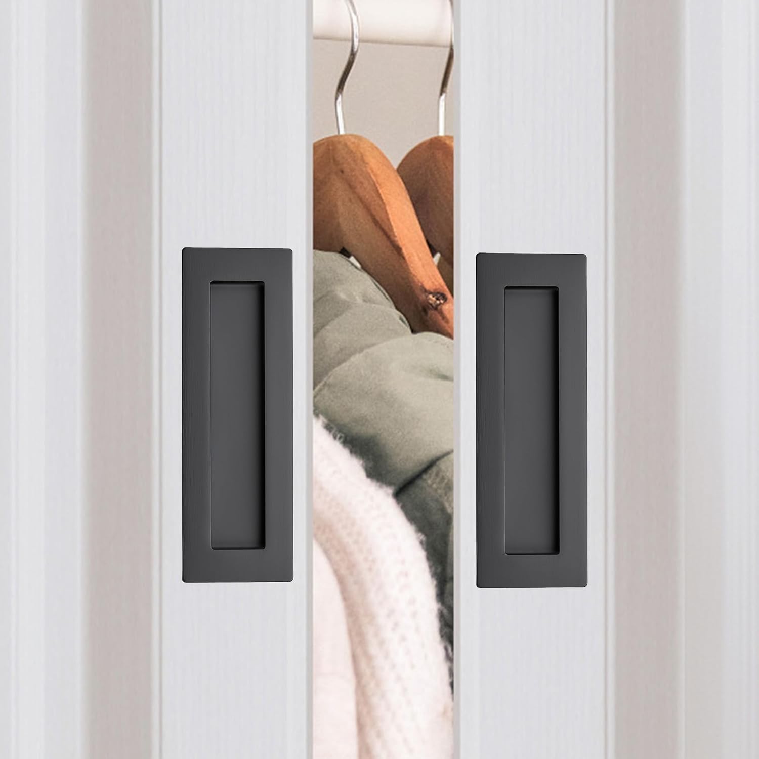 2 Pack Pocket Door Handles Sliding Closet Door Pulls 5.9" Flush Barn Door Pulls