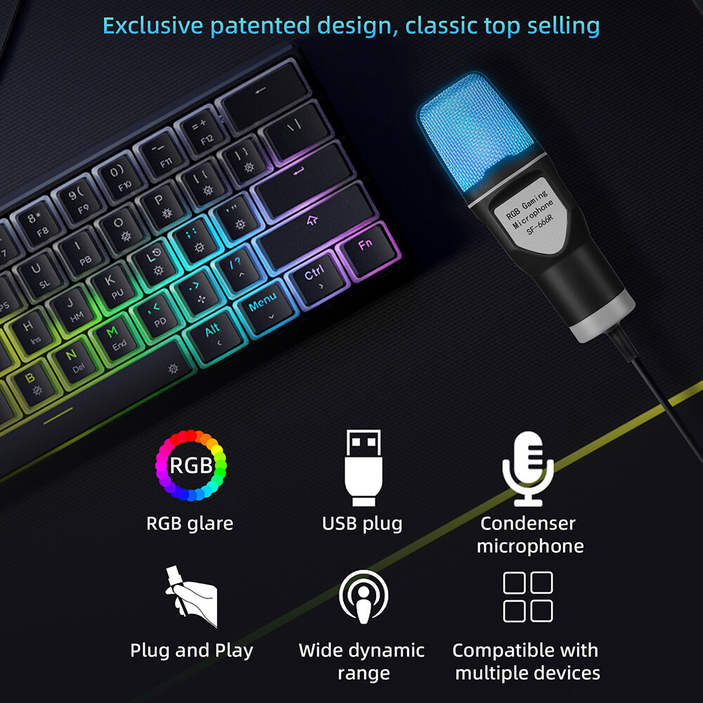 For PC MAC PS4 PS5 Adjustable Mic Condenser Professional Microphone Combo USB