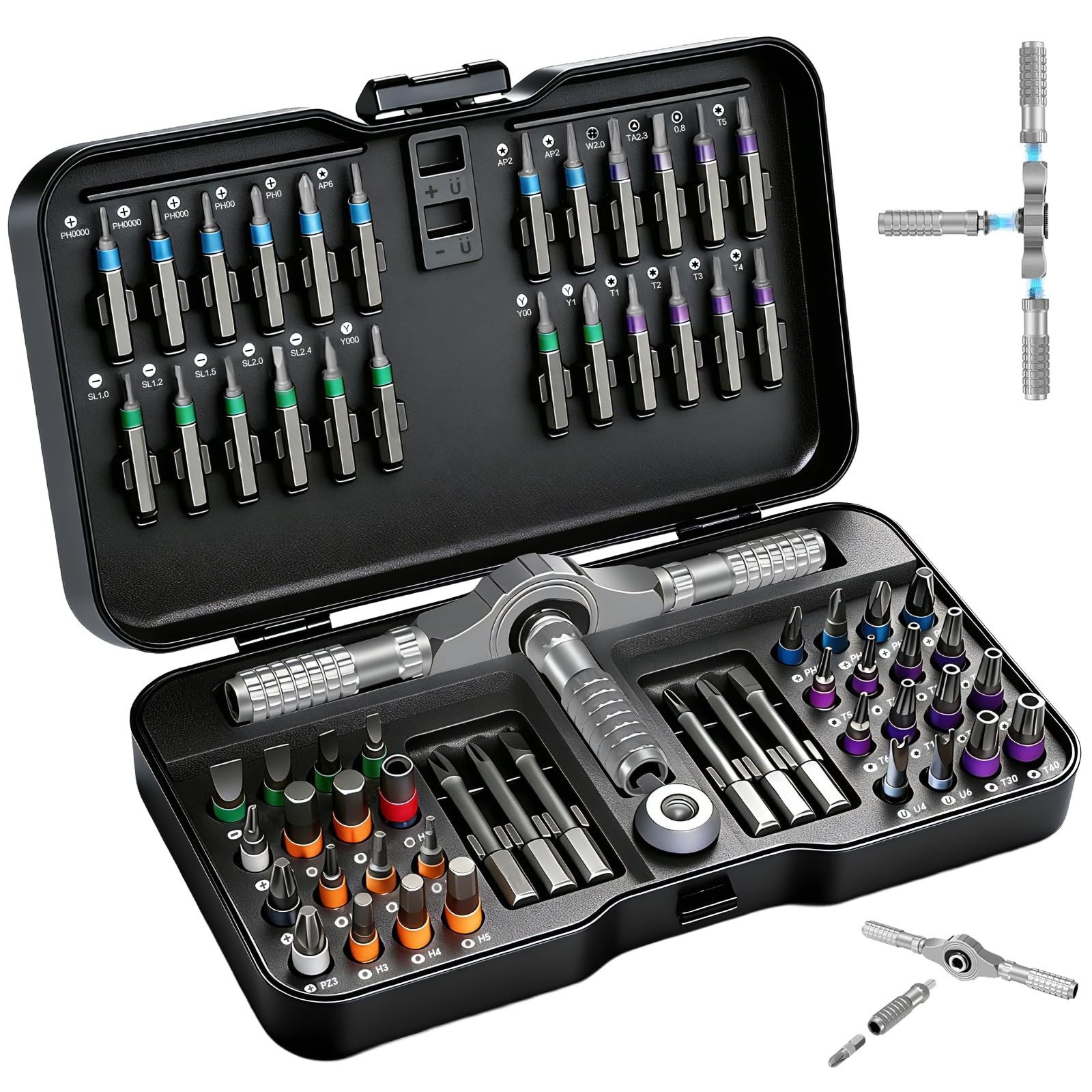Ratchet Screwdriver Set: 66 in 1 Magnetic Screwdriver Sets, S2 Steel Bits, Po...
