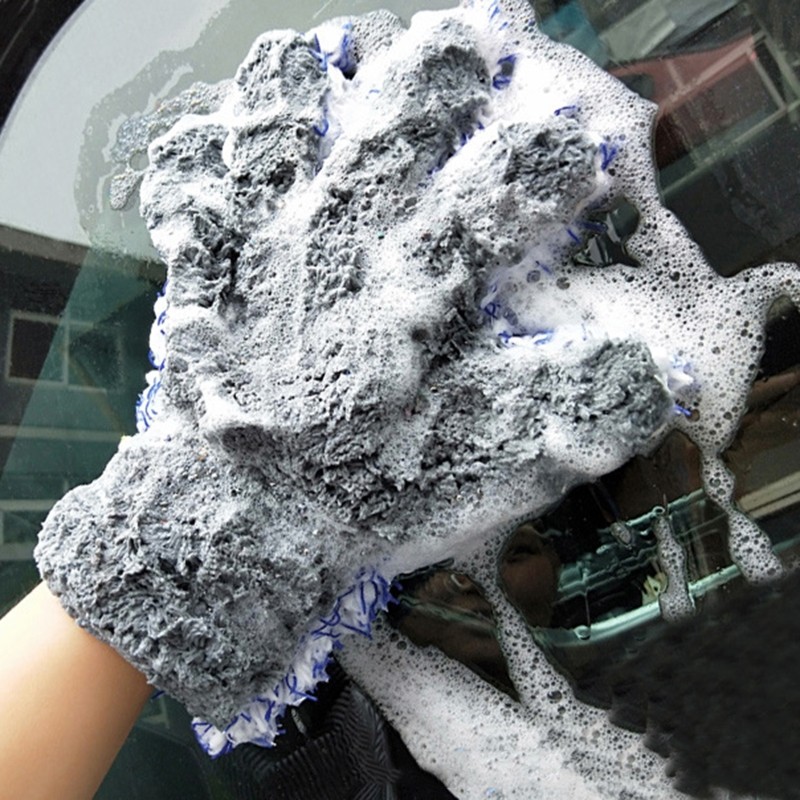 Double Sided Car Washing Mitts Dusting Microfiber Gloves Cleaning Rag Durable
