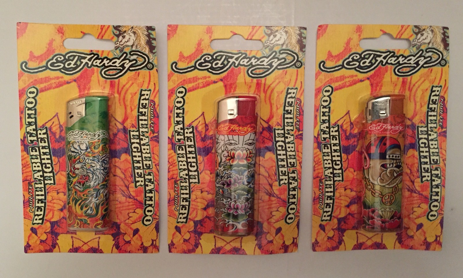 3 Lighter SEALED ED HARDY REFILLABLE TATTOO LIGHTER -any 3 Random