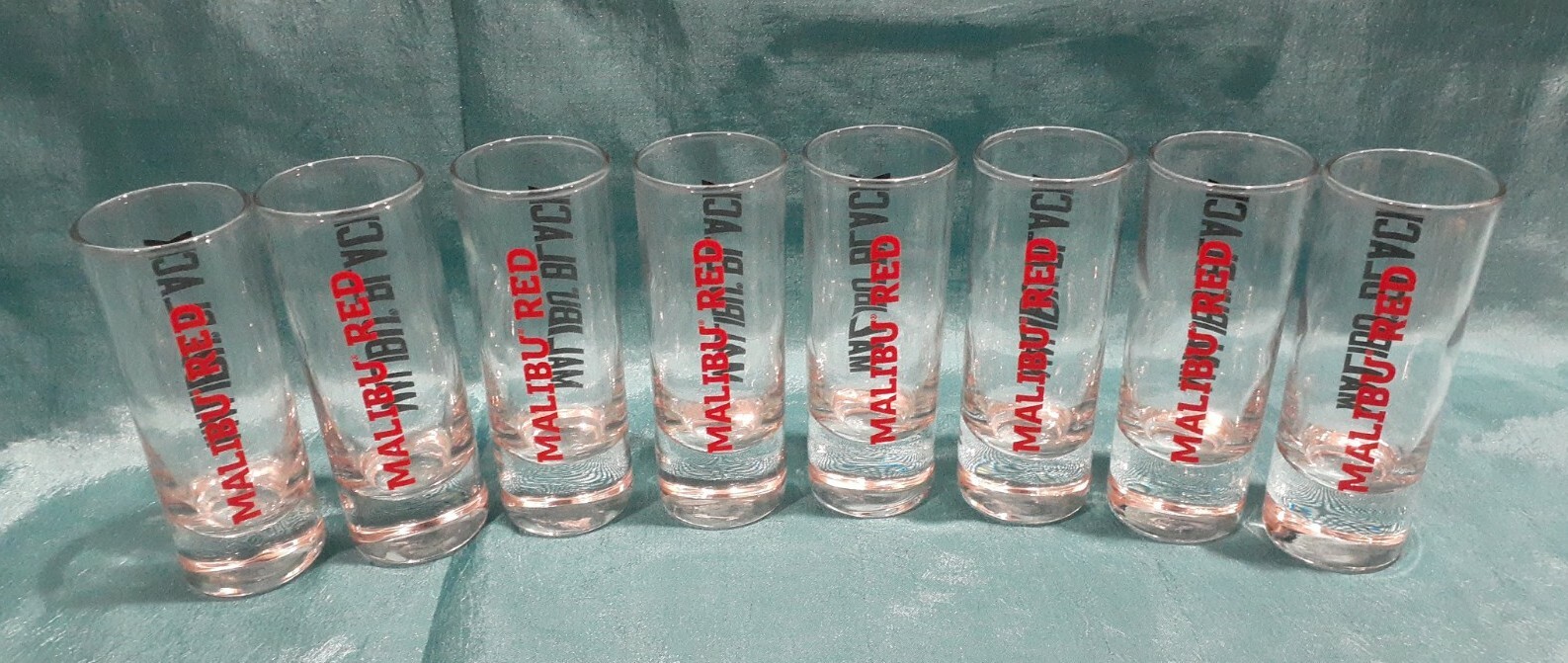 Malibu Red  Malibu Black Wine Shot Glasses Collectible set of (8)