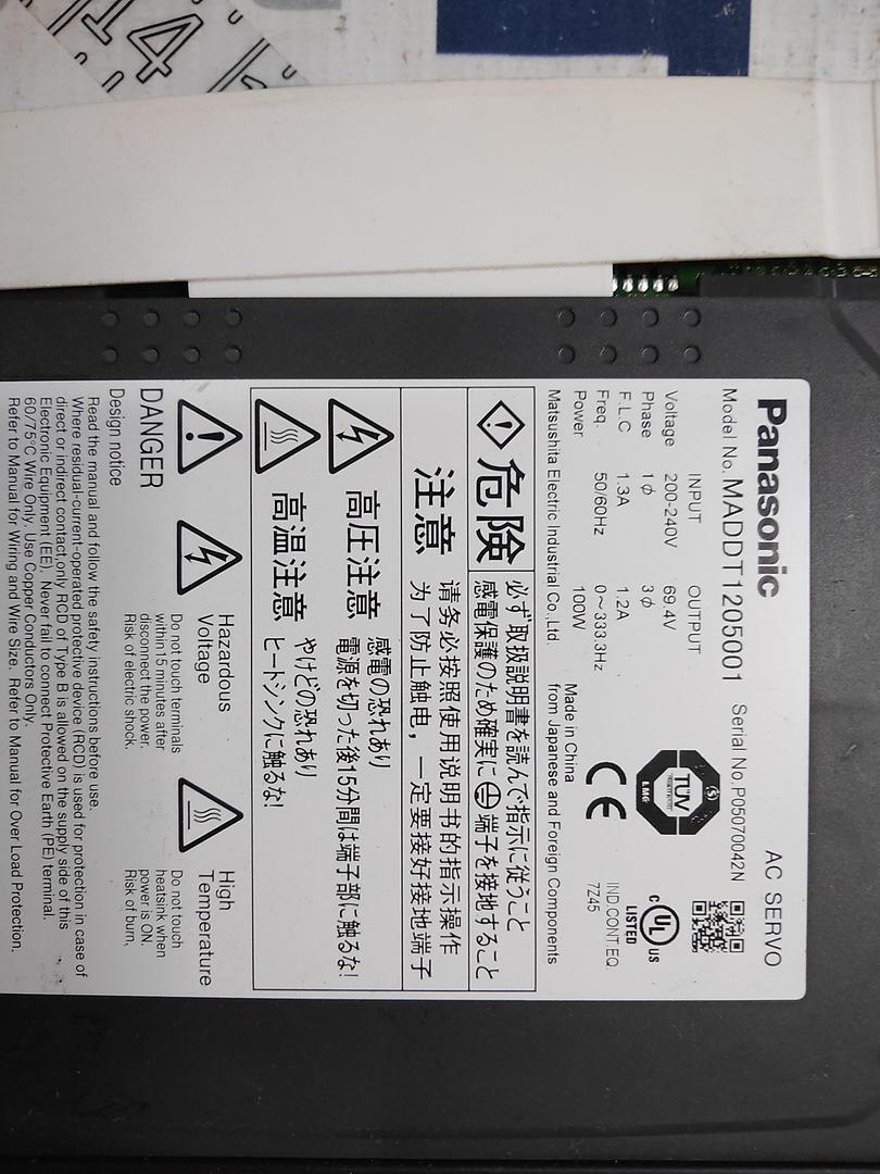 PANASONIC MADDT1205001 AC SERVO CONTROLLER